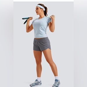 CRZ YOGA Grey‎ Women's Quick Dry Workout Running Shorts Mesh Liner Size 4-6